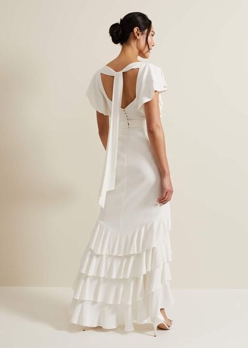 Phase Eight Ellery Frill Wedding Dress White USA | 1647529-UA